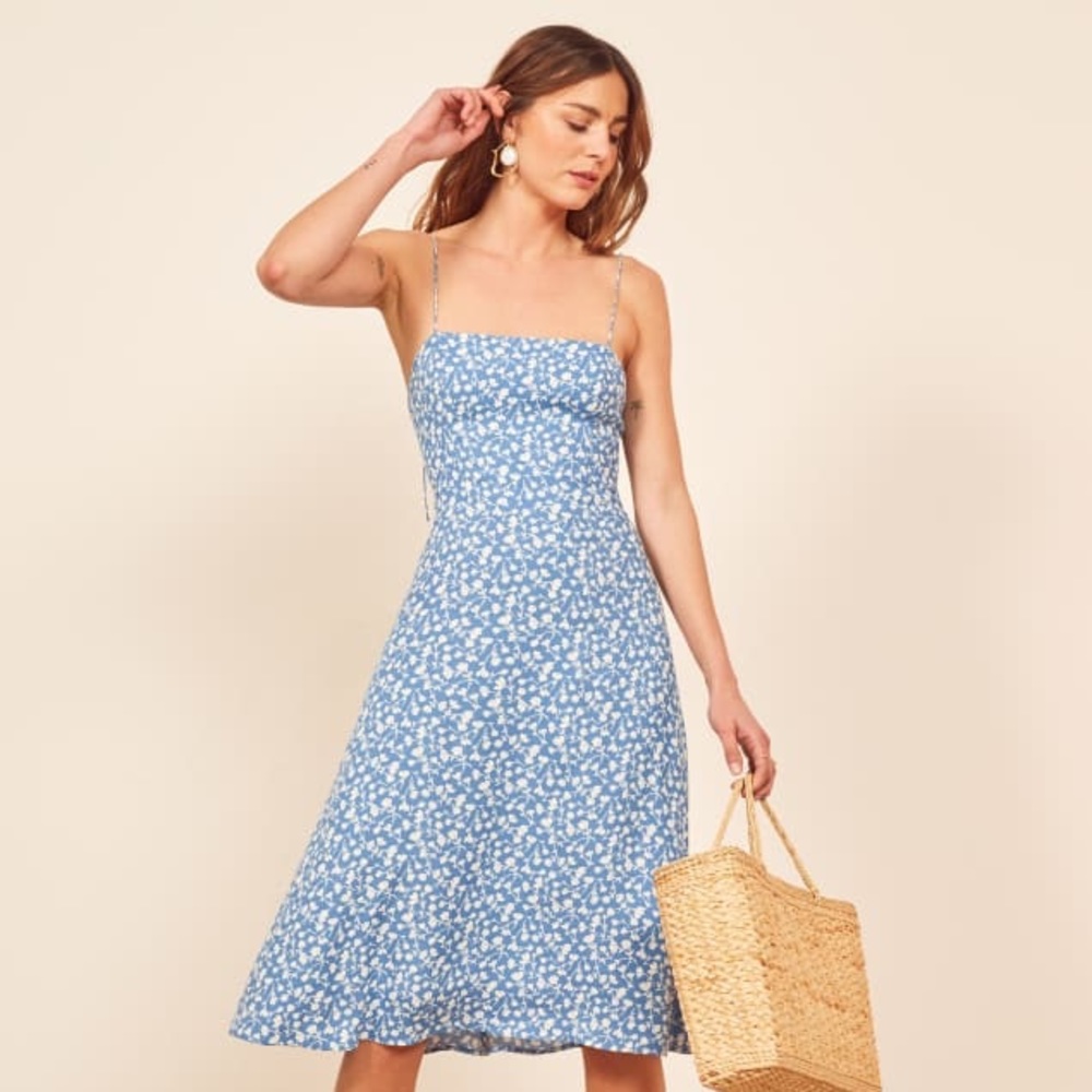Reformation Peach Midi Dress in Marie - Size 12
